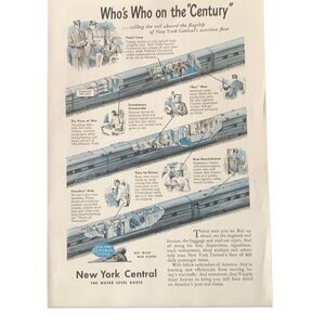 Vintage 1945 New York Central Rail Who on the Century Ad Advertisment